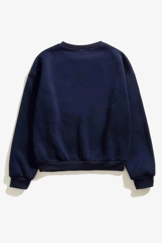 Unisex Wild Teeth DTF BASKILI Lacivert Bisiklet Yaka Sweatshirt