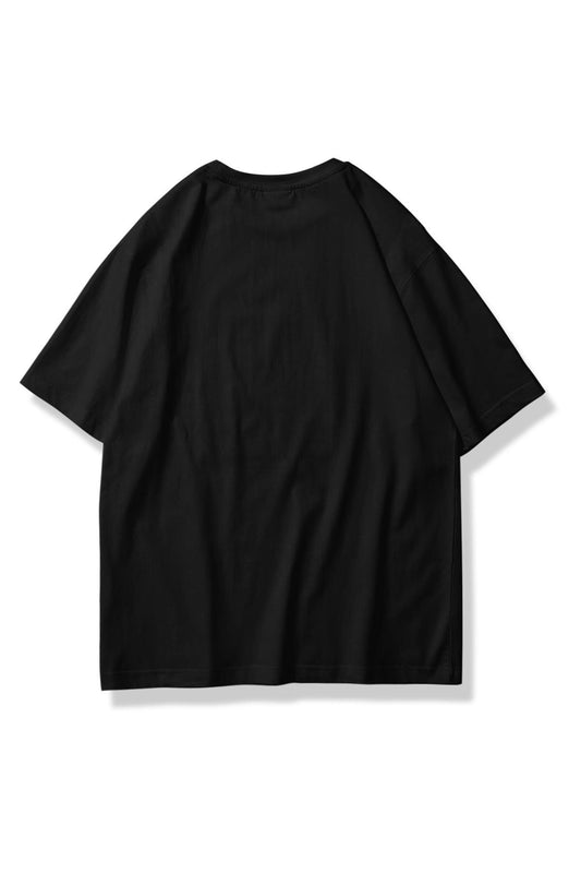 Basic Unisex Bisiklet Yaka Pamuk Relaxed Fit Yuvarlak Yakalı Siyah T-shirt