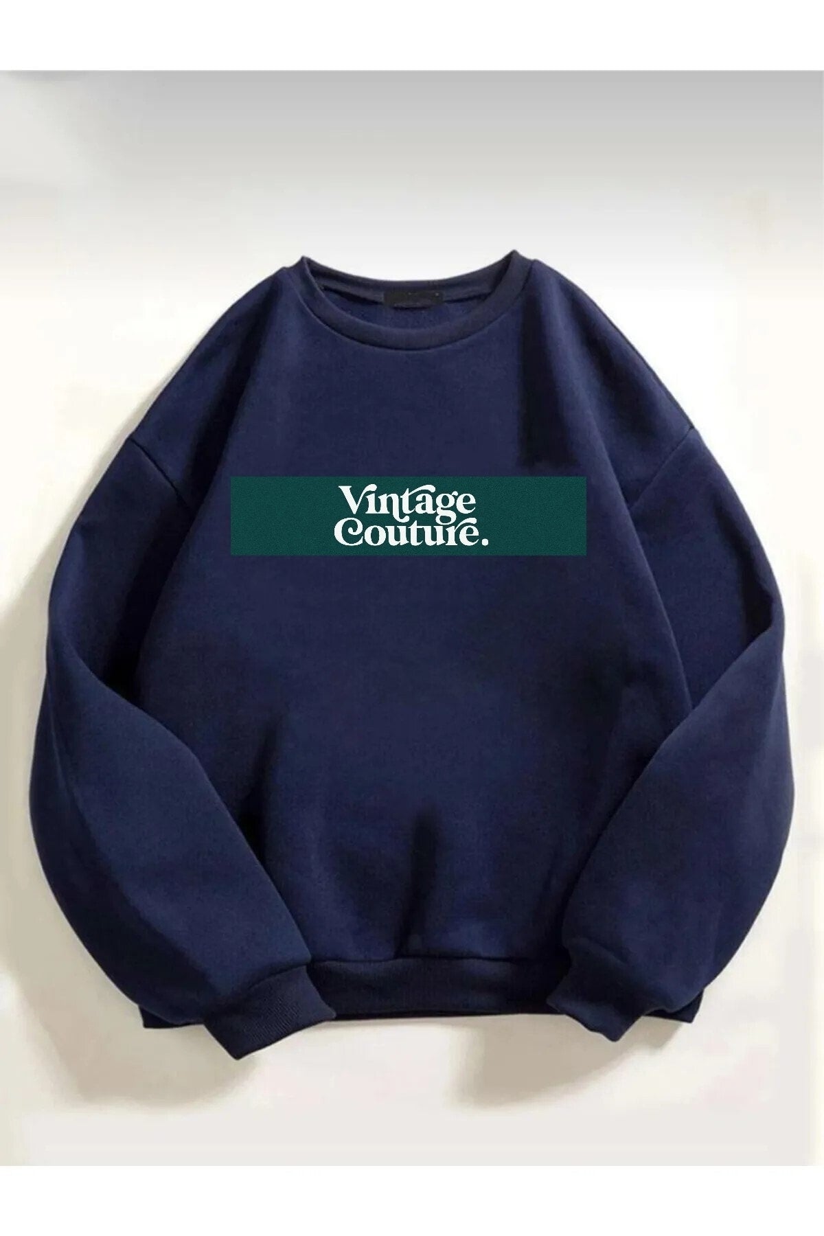 Unisex Vintage Couture Baskılı Oversize Sweatshirt