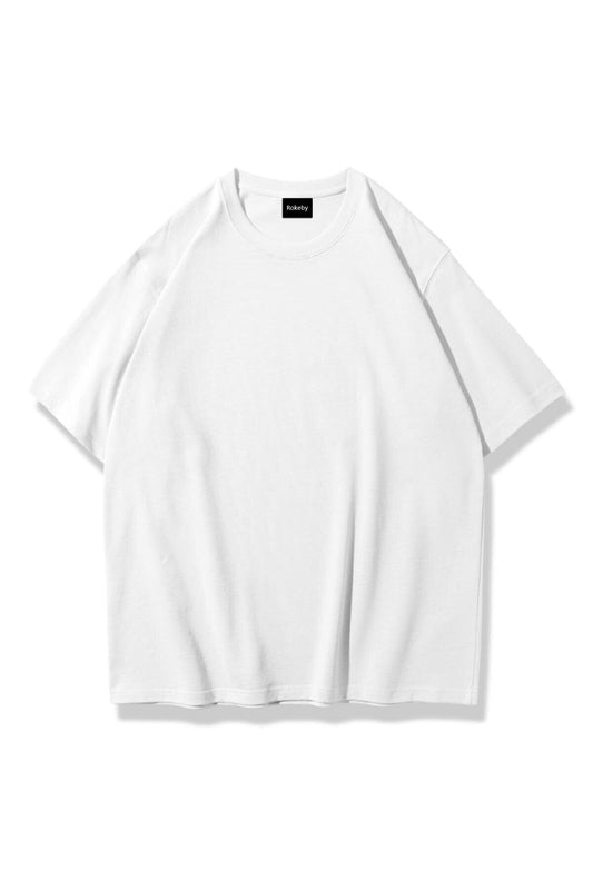 Basic Unisex Bisiklet Yaka Pamuk Relaxed Fit Yuvarlak Yakalı Beyaz T-shirt