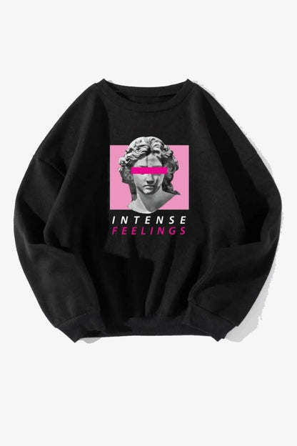 Unisex Intense Feelings Baskılı Oversize Sweatshirt