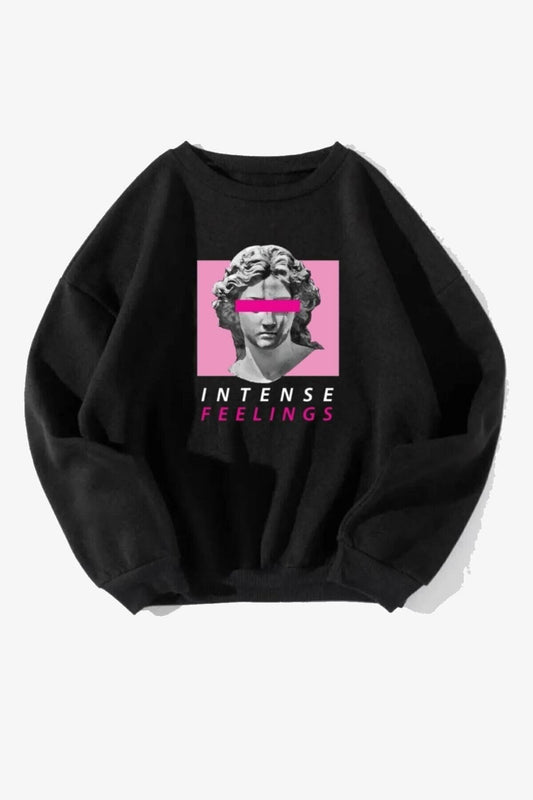 Unisex Intense Feelings Baskılı Oversize Sweatshirt