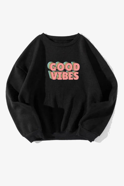 Kadın, Goodvibes Baskılı Oversize Sweatshirt