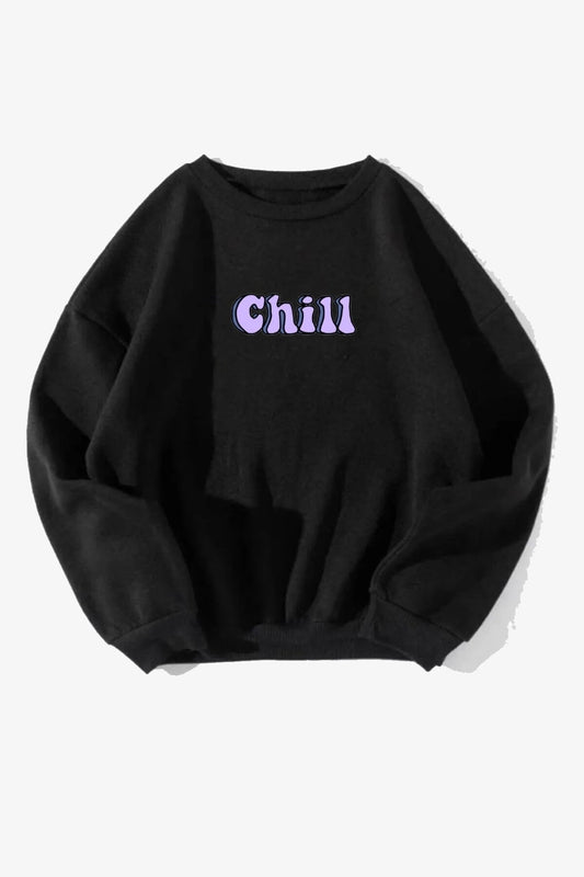 Kadın Chill Baskılı Oversize Sweatshirt