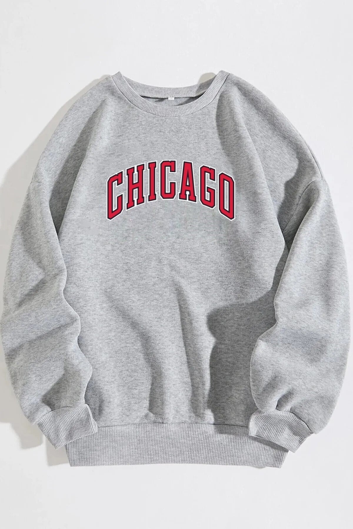 Unisex Chicago Baskılı Oversize Sweatshirt