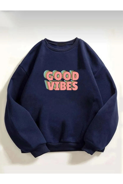Kadın, Goodvibes Baskılı Oversize Sweatshirt