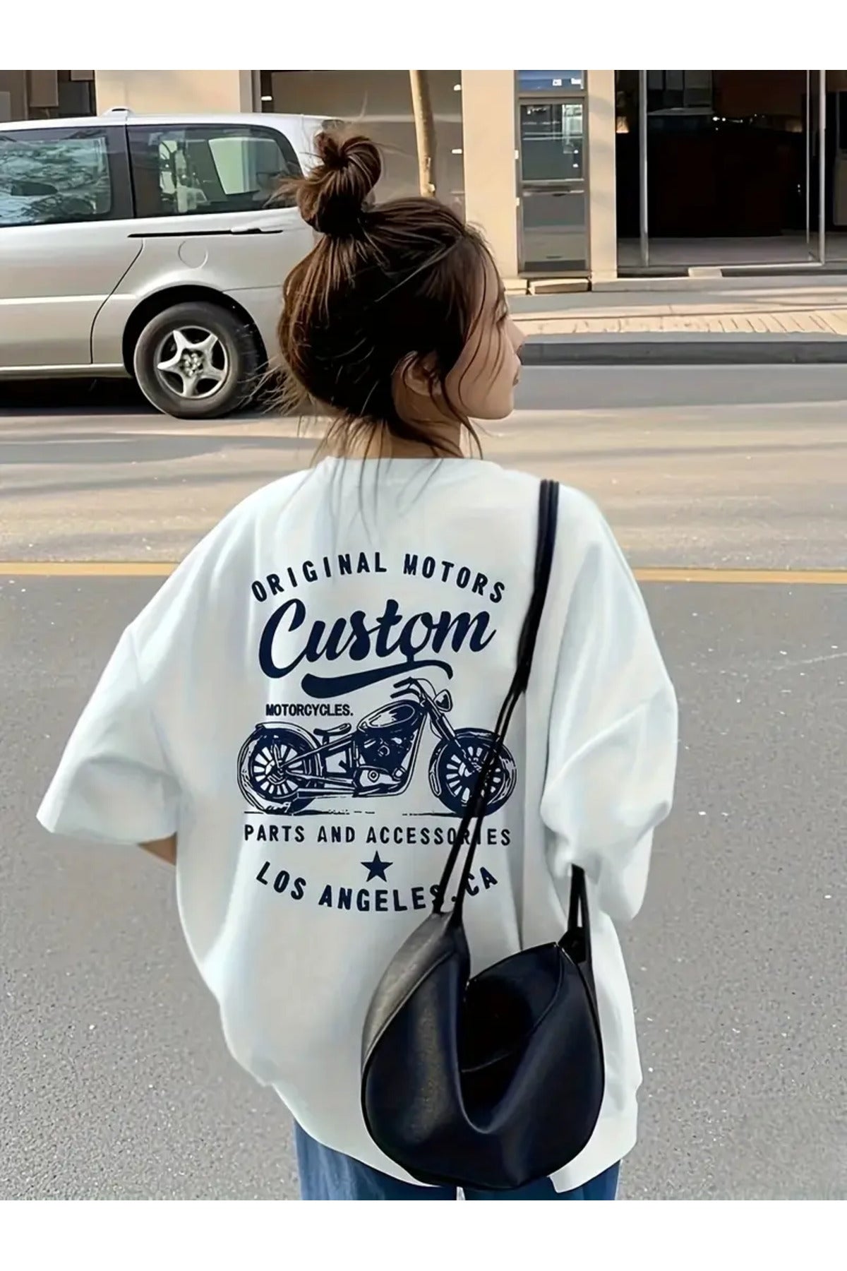 Unisex Custom Baskılı Bisiklet Yaka Pamuk Oversize Yuvarlak Yakalı Beyaz T-shirt
