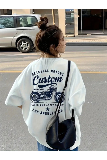 Unisex Custom Baskılı Bisiklet Yaka Pamuk Oversize Yuvarlak Yakalı Beyaz T-shirt