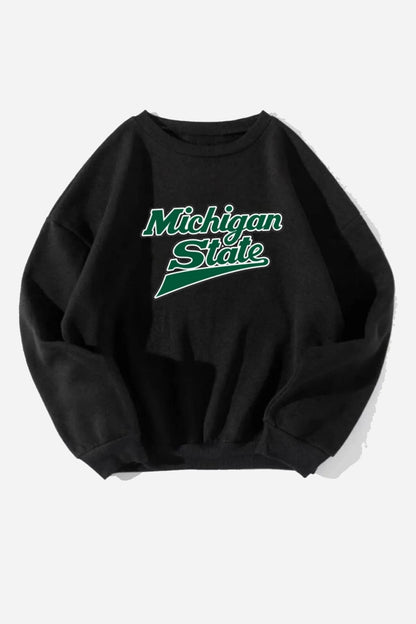 Unisex Michigan State Baskılı Oversize Sweatshirt