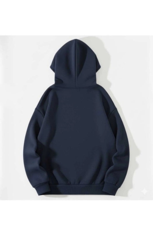 Unisex Erkek/Kadın CHERRIES Baskılı Pamuklu Oversize Kapüşonlu Lacivert Sweatshirt