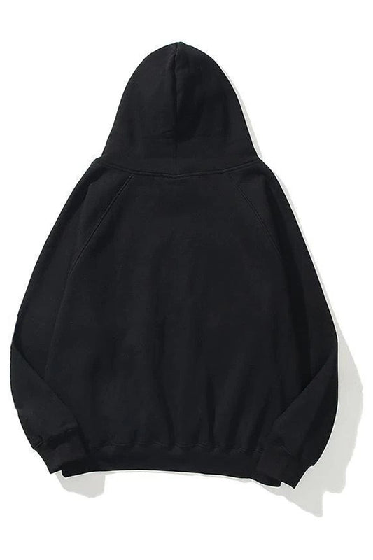 Unisex wild teeth DTF BASKILI Kapüşonlu Kanguru Cepli Siyah Sweatshirt