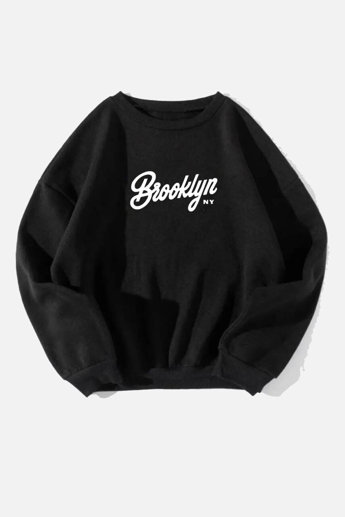 Unisex Brooklyn Baskılı Oversize Sweatshirt