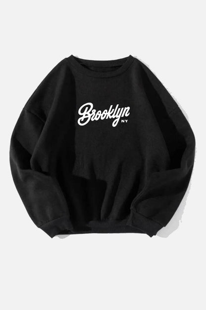Unisex Brooklyn Baskılı Oversize Sweatshirt