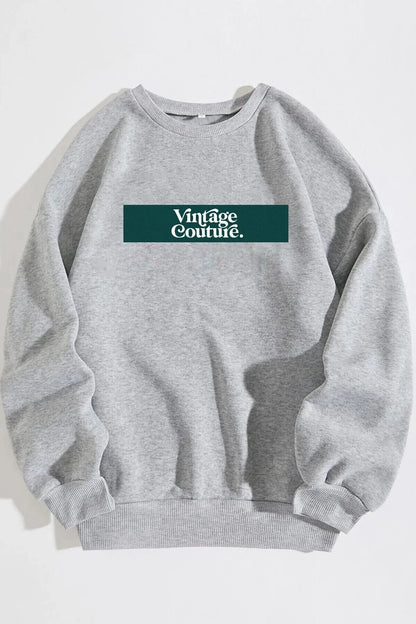 Unisex Vintage Couture Baskılı Oversize Sweatshirt