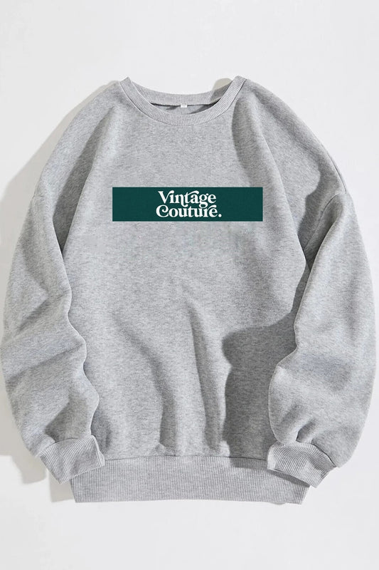 Unisex Vintage Couture Baskılı Oversize Sweatshirt