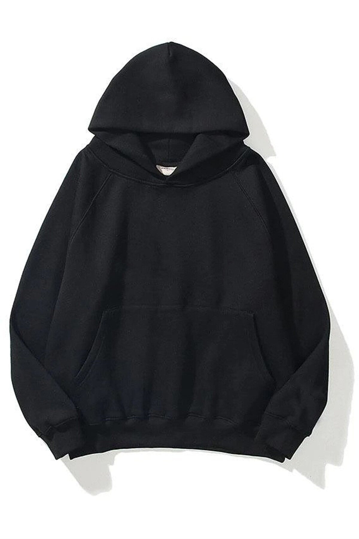 Unisex Focus Baskılı kapüşonlu Kanguru Cepli Siyah Sweatshirt