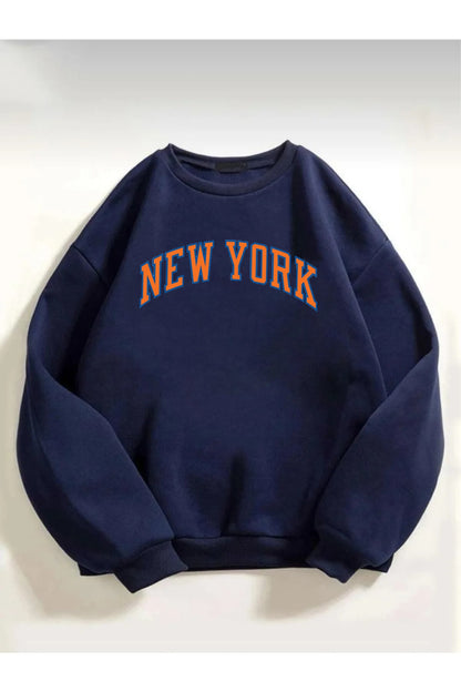 Unisex New York Baskılı Oversize Sweatshirt