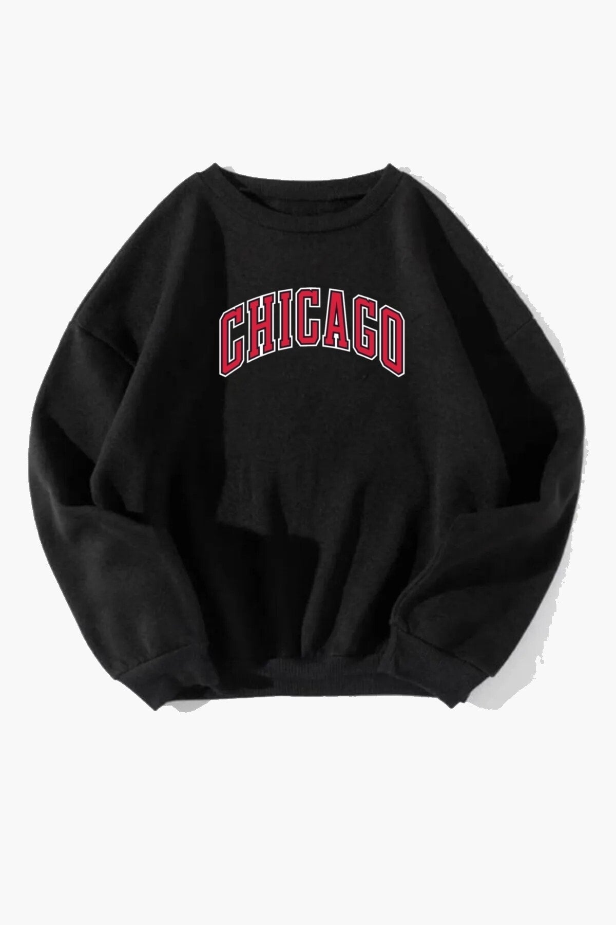 Unisex Chicago Baskılı Oversize Sweatshirt