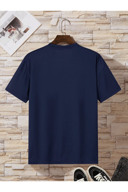 Basic Unisex Bisiklet Yaka Pamuk Relaxed Fit Yuvarlak Yakalı Lacivert T-shirt