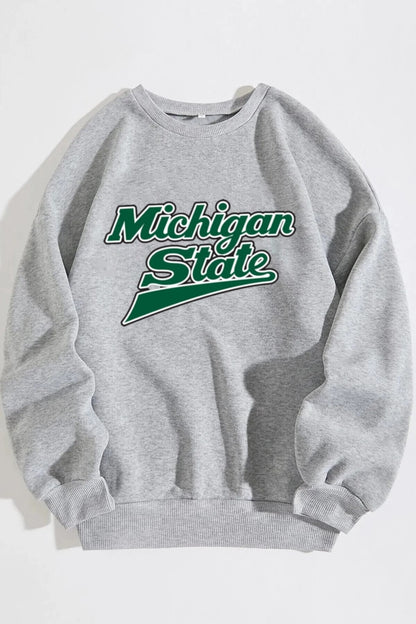 Unisex Michigan State Baskılı Oversize Sweatshirt