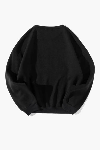 Unisex Wild Teeth DTF BASKILI Siyah Bisiklet Yaka Sweatshirt
