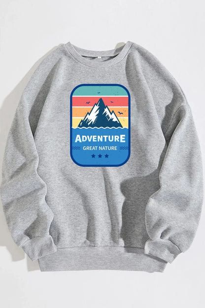 Unisex Great Nature Baskılı Oversize Sweatshirt
