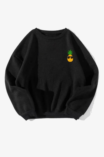 Unisex Pineapple Baskılı Oversize Sweatshirt
