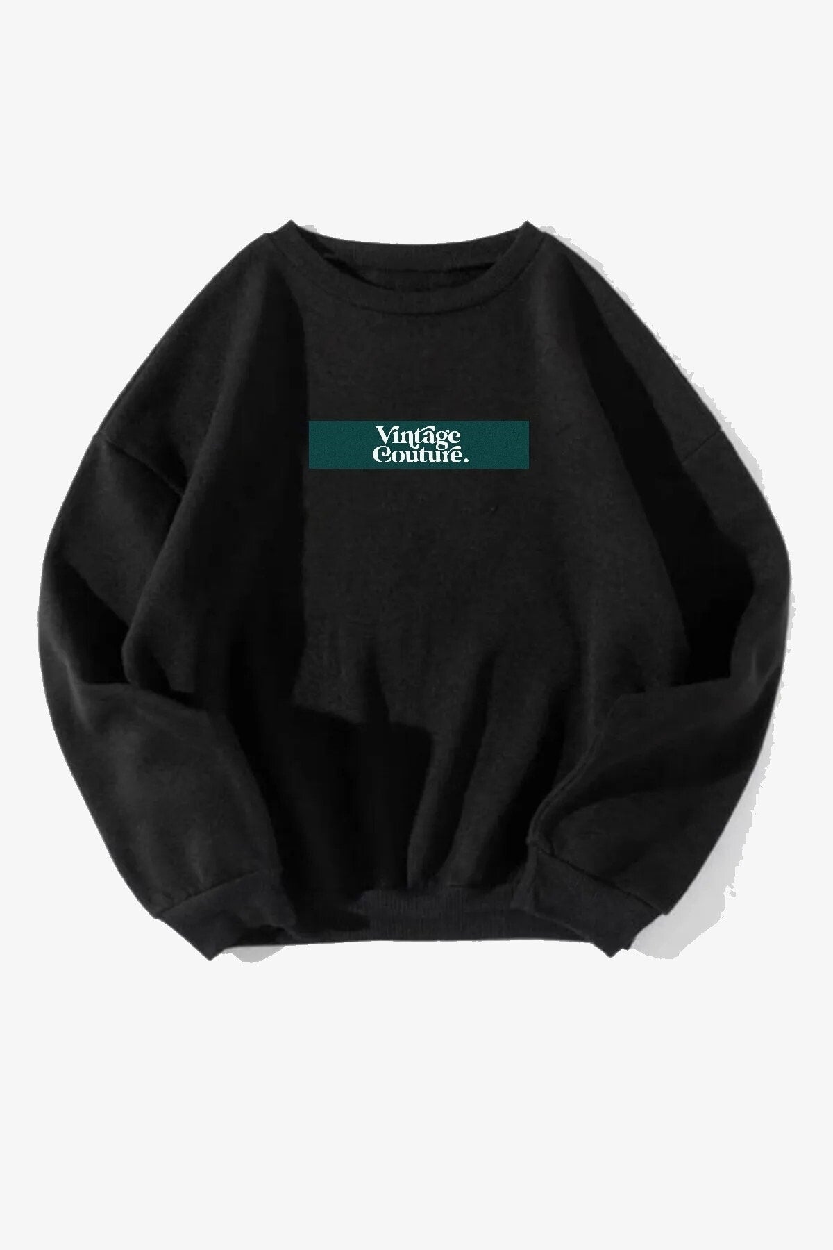 Unisex Vintage Couture Baskılı Oversize Sweatshirt