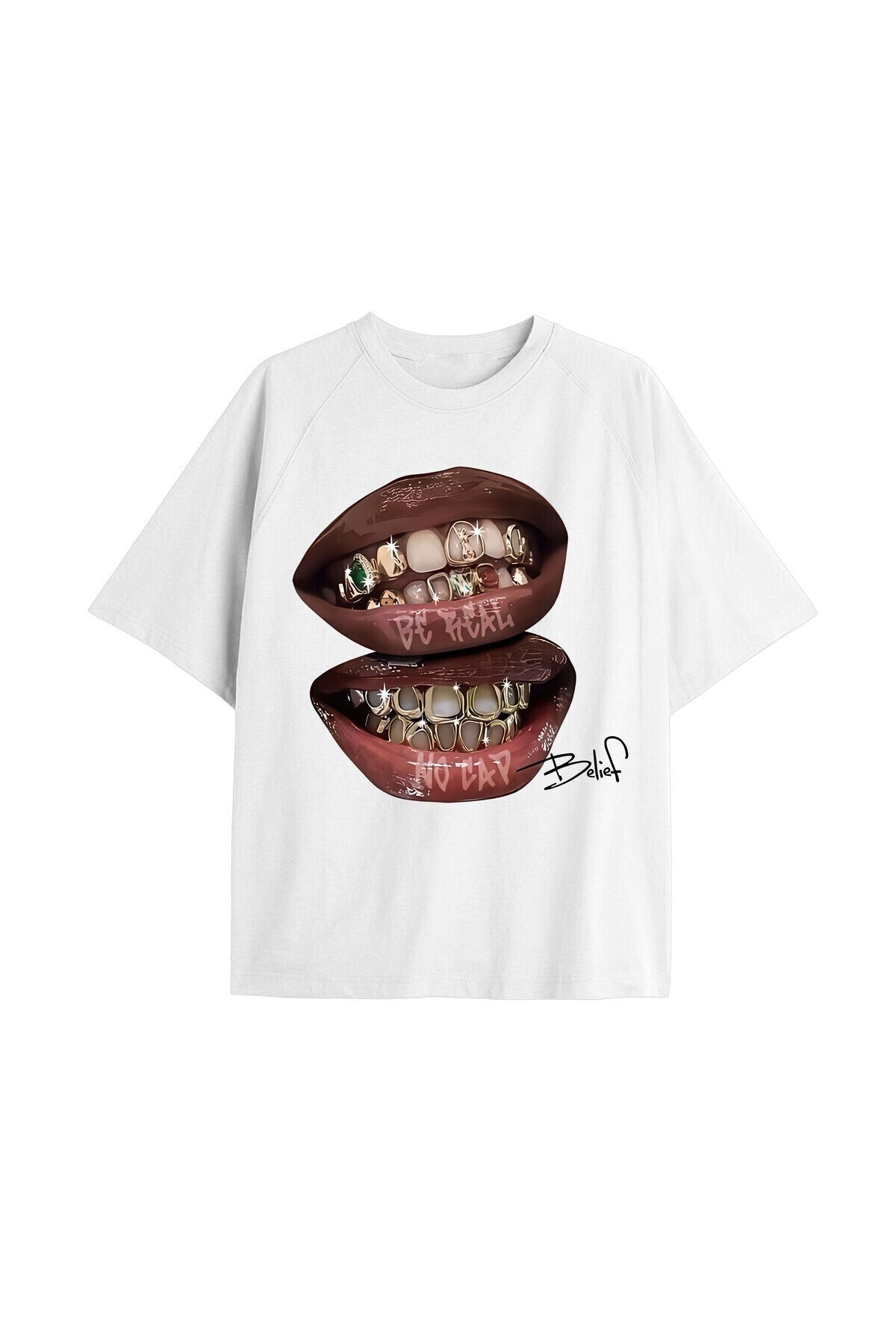 Unisex Belief Baskılı Oversize T-shirt