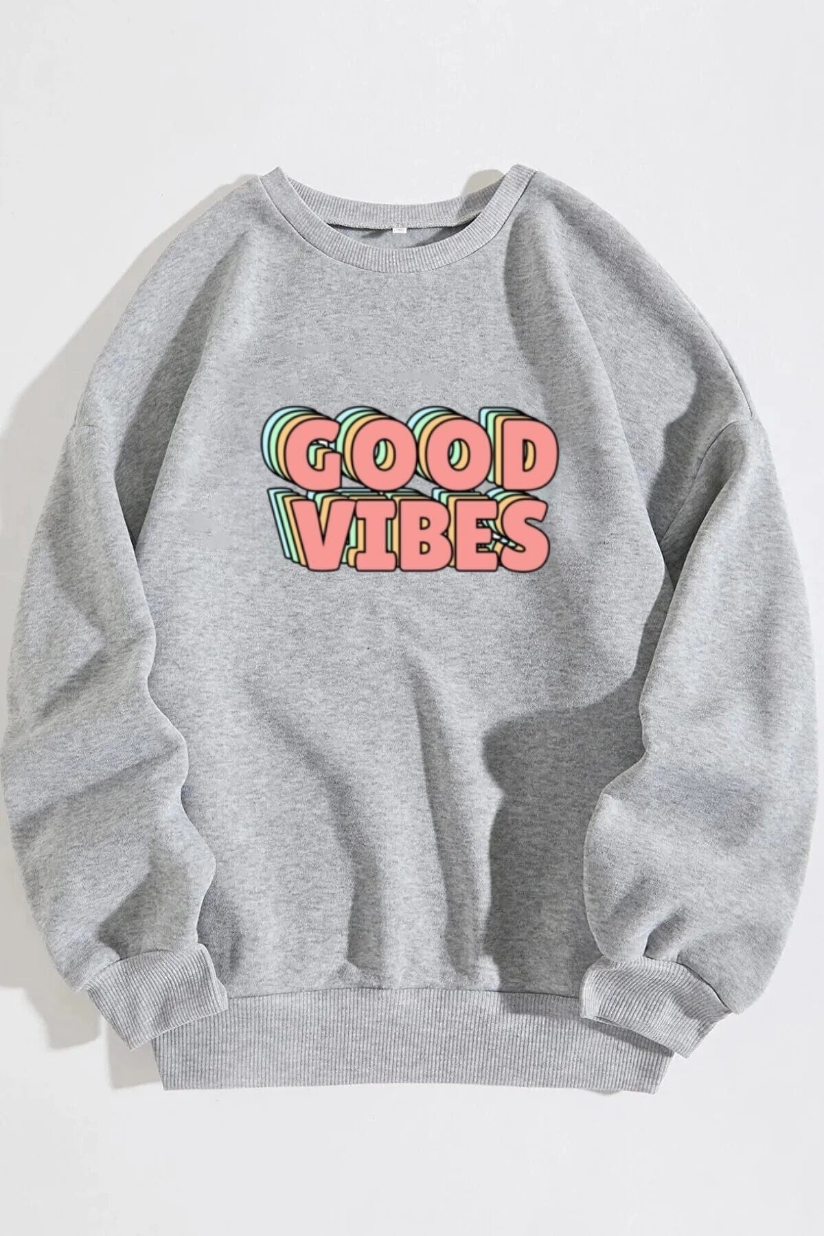 Kadın, Goodvibes Baskılı Oversize Sweatshirt