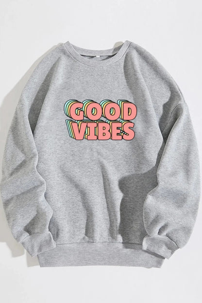 Kadın, Goodvibes Baskılı Oversize Sweatshirt