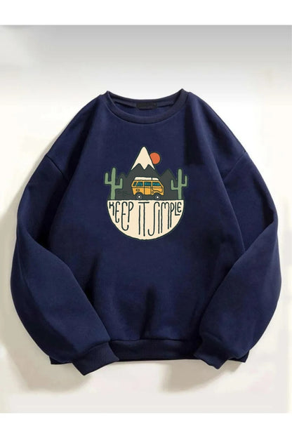 Unisex Simple Baskılı Oversize Sweatshirt