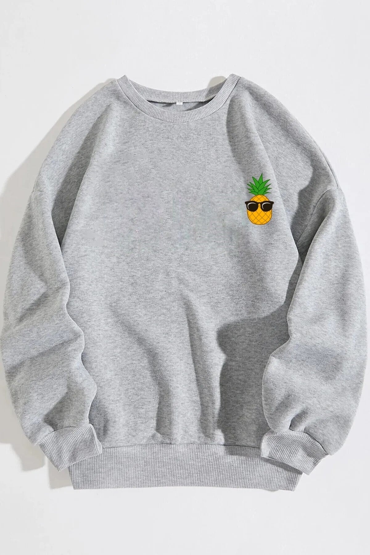 Unisex Pineapple Baskılı Oversize Sweatshirt