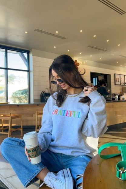 Kadın Grateful Baskılı Oversize Sweatshirt