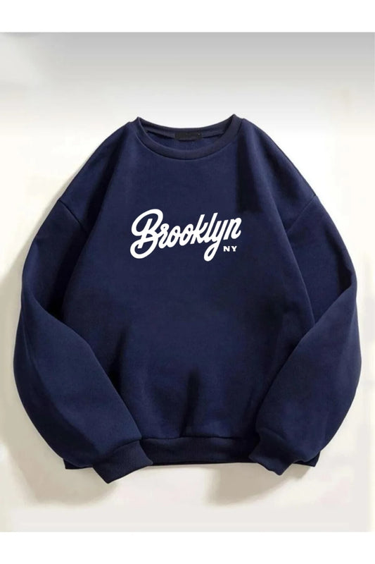 Unisex Brooklyn Baskılı Oversize Sweatshirt