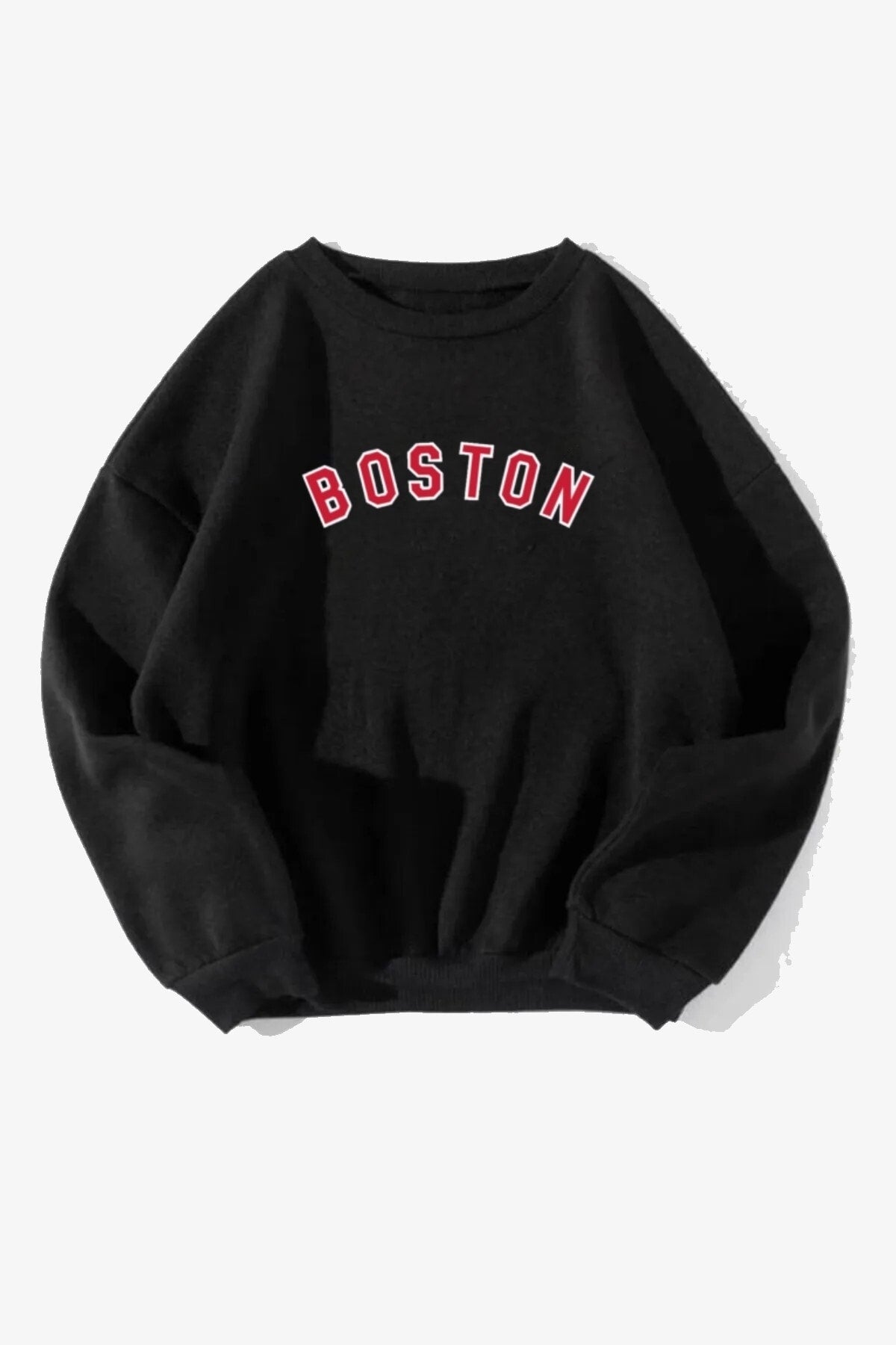 Unisex Boston Baskılı Oversize Sweatshirt
