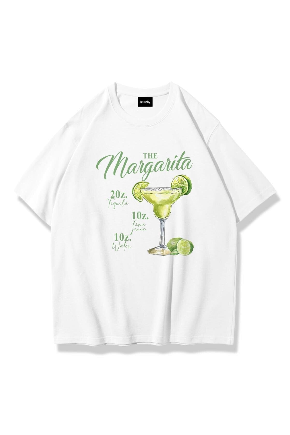 Kadın Bisiklet Yaka Baskılı Pamuk Oversize Yuvarlak Yakalı Beyaz T-shirt