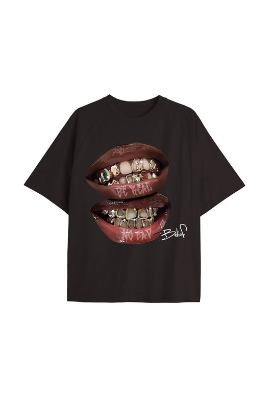 Unisex Belief Baskılı Oversize T-shirt