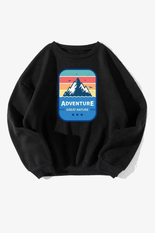 Unisex Great Nature Baskılı Oversize Sweatshirt