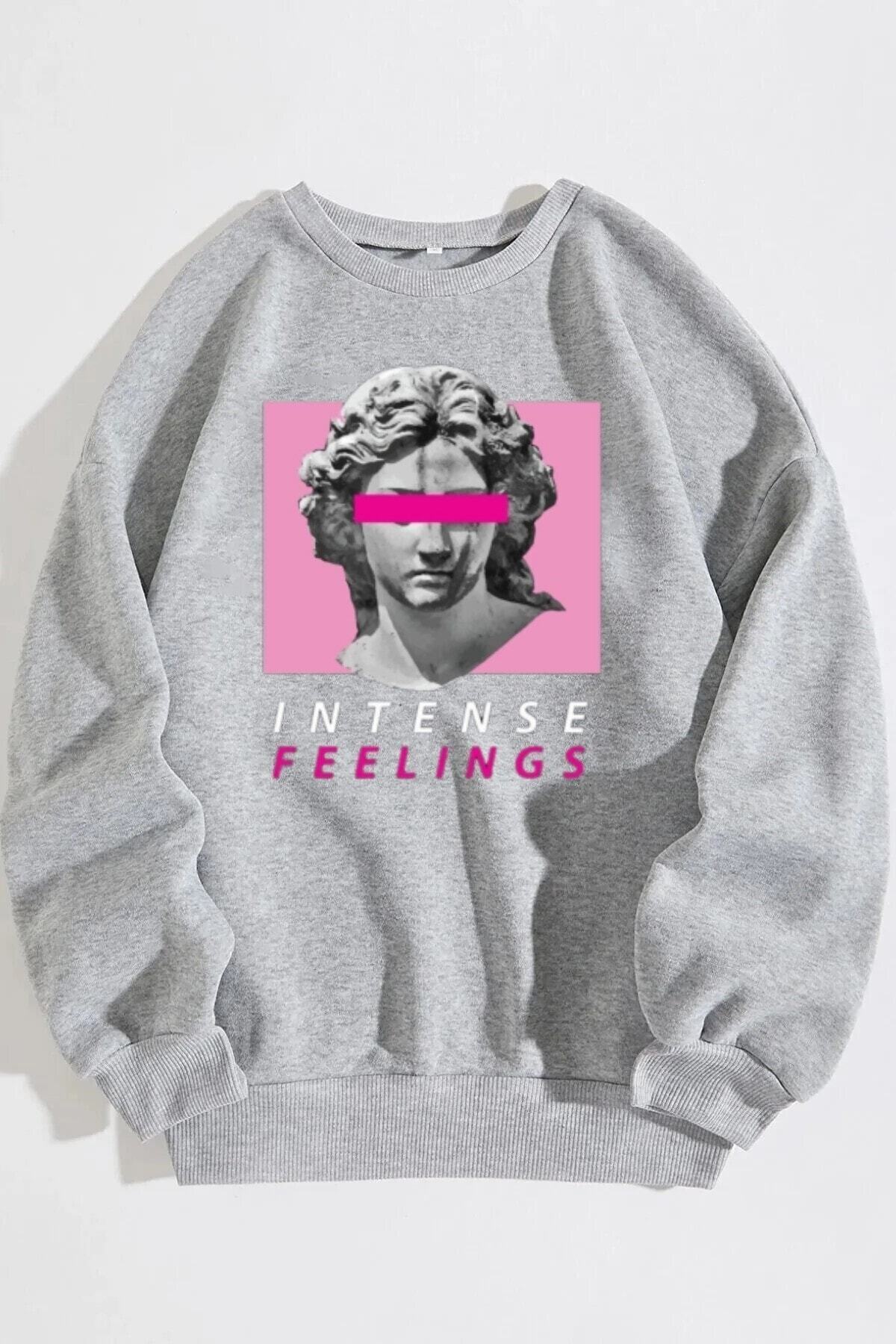 Unisex Intense Feelings Baskılı Oversize Sweatshirt
