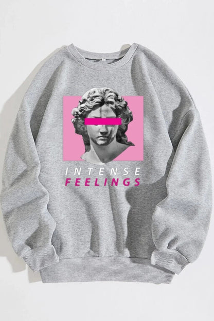 Unisex Intense Feelings Baskılı Oversize Sweatshirt
