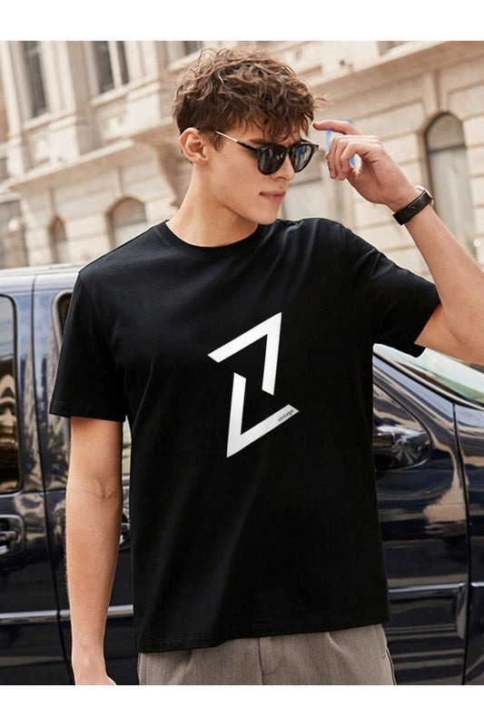 Pamuk Penye Kumaş Oversize Vintage Baskılı Siyah T-shirt