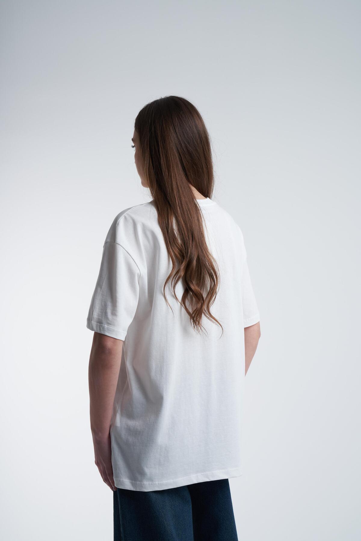 Premium Kalite Pamuk Penye - Oversize Tişört – Yazlık Boyfriend – Beyaz Basic Kadın T-shirt