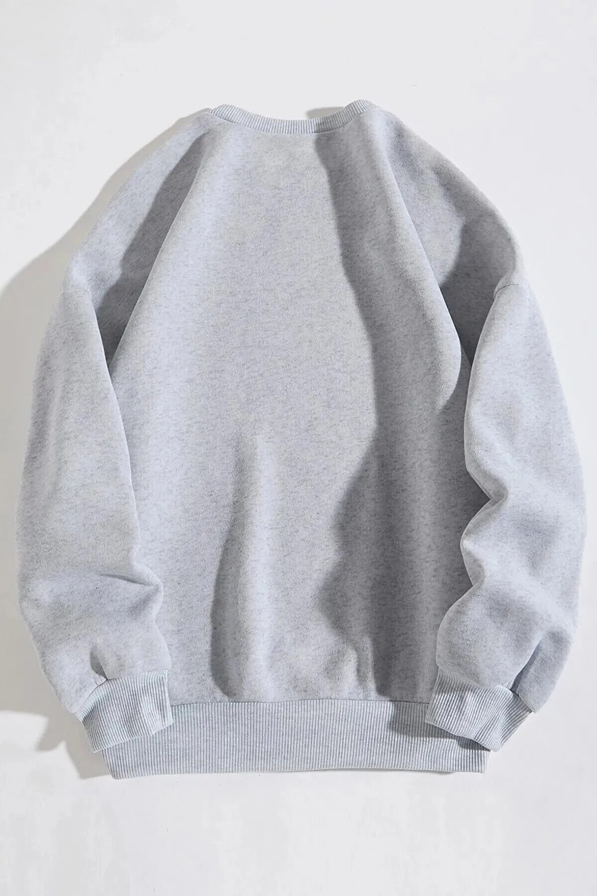 Pamuklu Oversize Malibu Baskılı Bisiklet Yaka Gri Sweatshirt