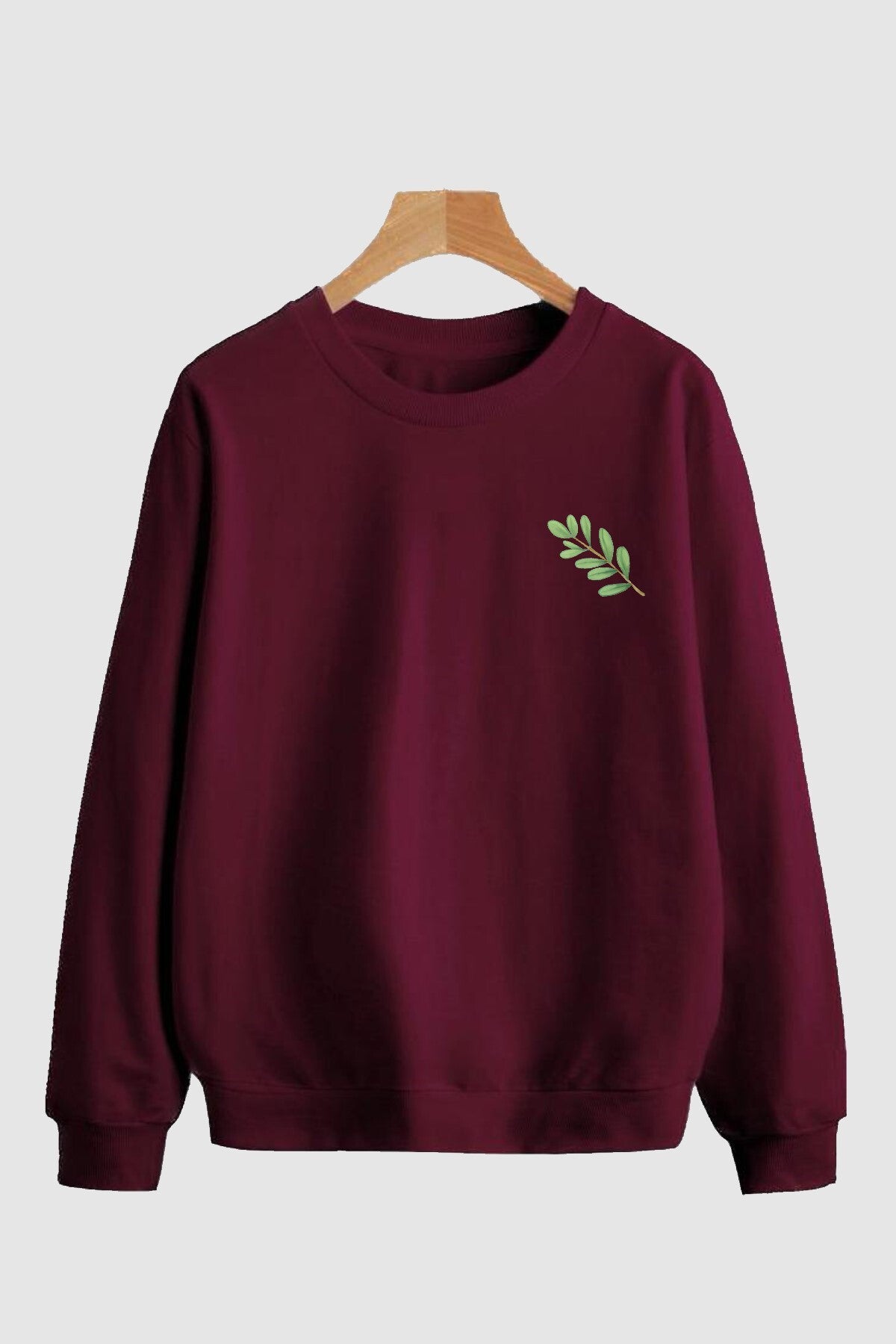 Unisex Baskılı Bordo Oversize Sweatshirt