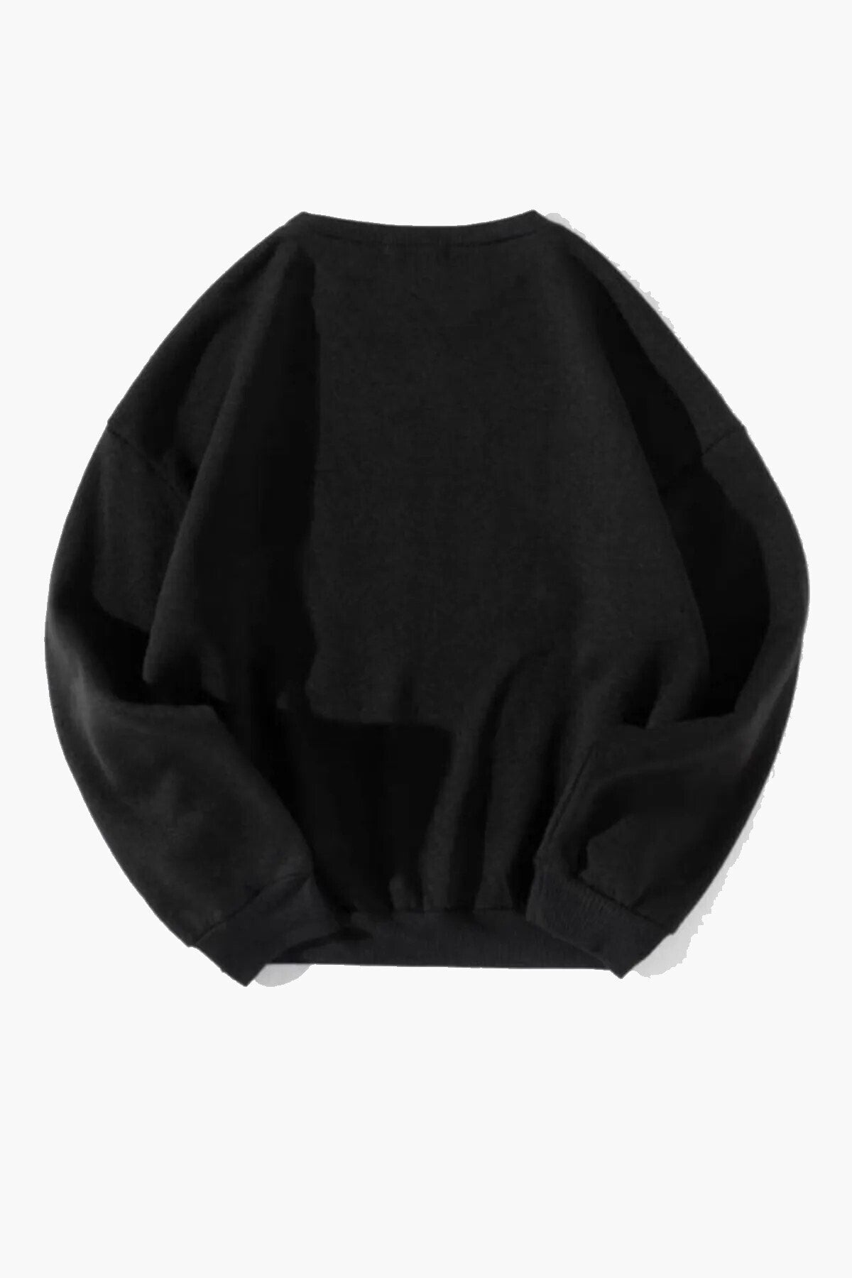 Unisex Pamuk Oversize Nasa Baskılı Siyah Sweatshirt