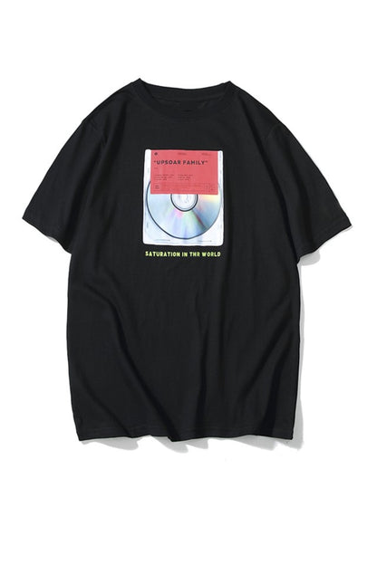 Pamuk Penye Kumaş Baskılı Oversize Beyaz T-shirt