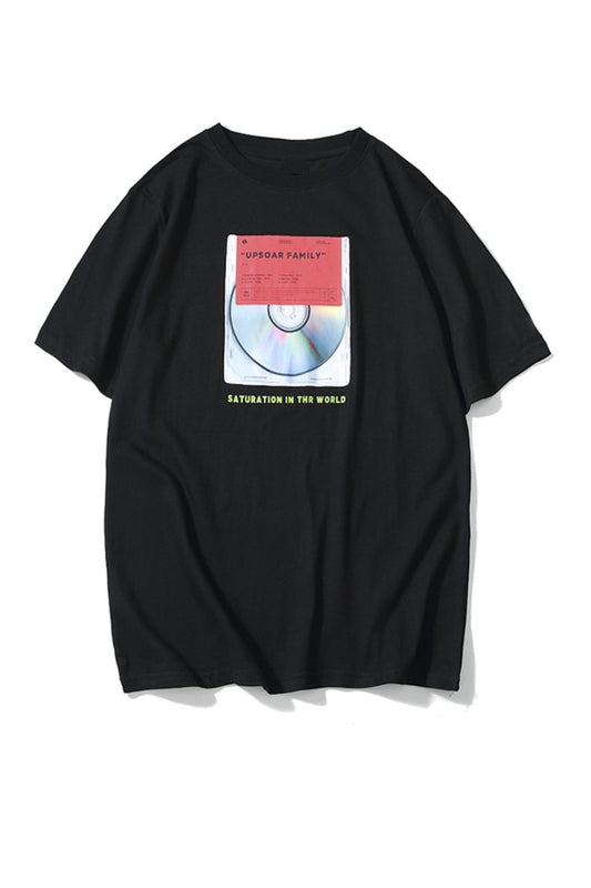 Pamuk Penye Kumaş Baskılı Oversize Beyaz T-shirt