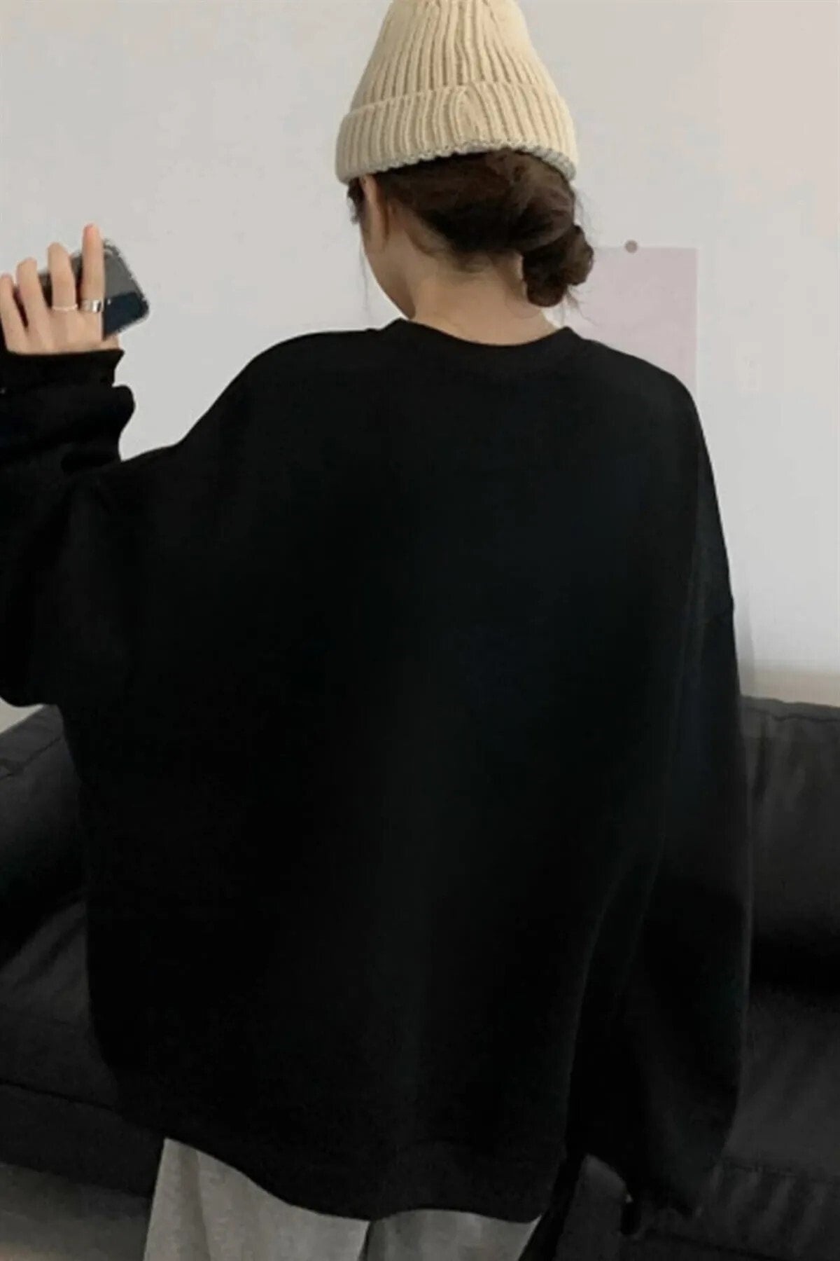 Moon Baskılı Oversize Sweatshirt