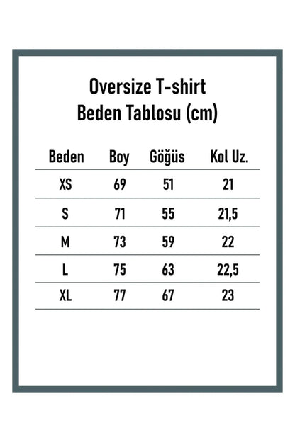 Kadın Oversize Happiness Baskılı Gri T-shirt